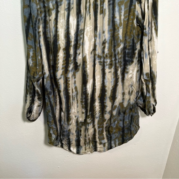 Casual Studio Button Down Tunic Top Green Tie Dye S - Picture 7 of 9